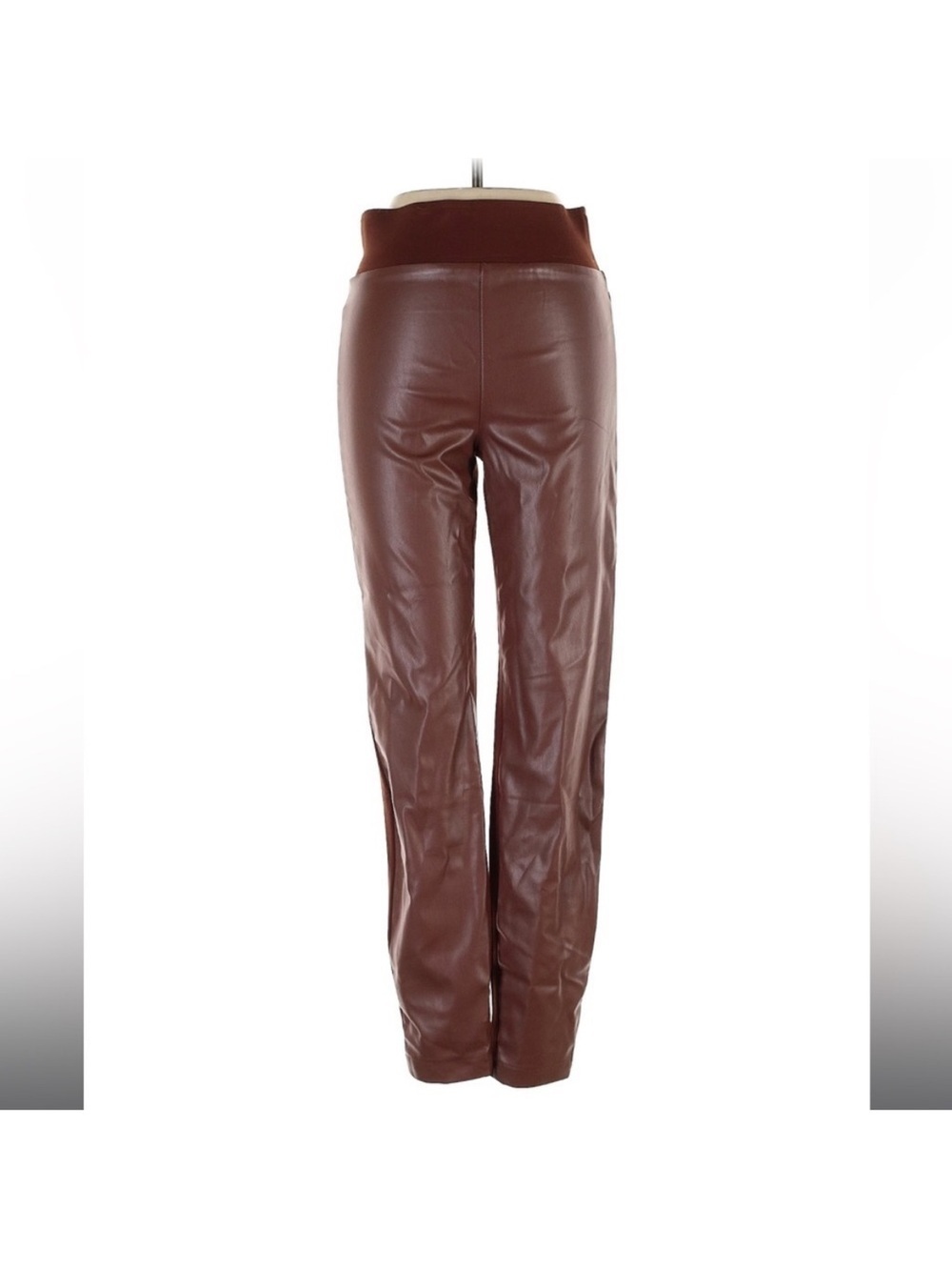 Lulus Faux Leather High Rise Leggings Brown XS Party In The Front Slim Pants NWT - Picture 2 of 5